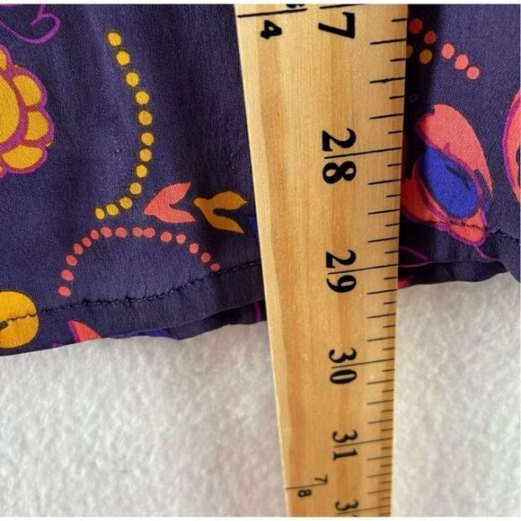 Tucker Women's Half Sleeve Silk Button Up Shirt Dress Purple Paisley Floral - Picture 9 of 10